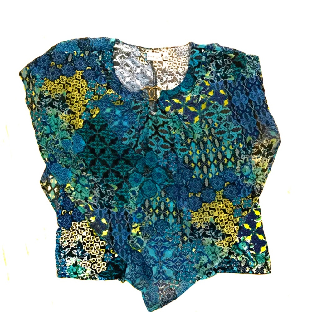 Kim Rogers Curvy blouse with sheer overlay 1X